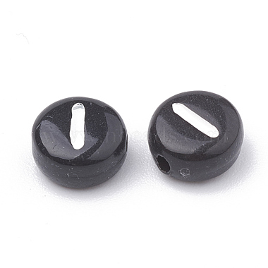 7mm Black Flat Round Acrylic Beads