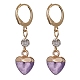 Heart Natural Mixed Gemstone Dangle Leverback Earrings(EJEW-JE05470)-4