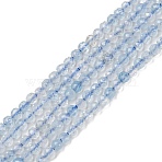 Grade A Natural Aquamarine Beads Strands, Faceted, Round, 2mm, Hole: 0.3mm, about 181pcs/strand, 15.24~15.47 inch(38.7~39.3cm)(X-G-E411-19F-2mm)