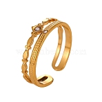 304 Stainless Steel Micro Pave Cubic Zirconia Cuff Open Rings, Round, Golden, 5.5mm, Inner Diameter: 17mm(CU-CBA46D5-01G)