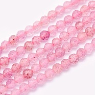Natural Strawberry Quartz Beads Strands, Round, Faceted, 3mm, Hole: 0.5mm, about 135pcs/strand, 15.3 inch(39cm)(G-O166-21A-3mm)