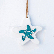Ocean Theme Wooden Pendant Decorations, Nautical Wall Decoration, Starfish Pattern, 103x103mm(OCEA-PW0001-25D-02)