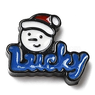 Christmas Opaque Resin Cabochons, Word Lucky with Snowman , Blue, 21x25.5x5mm(CRES-D015-01D)