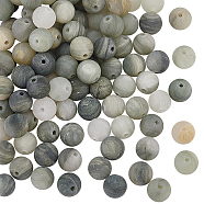 2 Strands Frosted Round Natural Green Rutilated Quartz Beads Strands, 8mm, Hole: 1mm, about 48pcs/strand, 15.7 inch(39.88cm)(G-OC0004-61A)