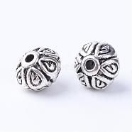 Tibetan Style Alloy Beads, Rondelle, Cadmium Free & Lead Free, Antique Silver, 7x5mm, Hole: 1mm, about 1400pcs/1000g(TIBE-Q063-114AS-RS)