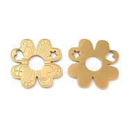 Ion Plating(IP) 316L Surgical Stainless Steel Pendants, Textured, Clover with Heart & Star Charms, Real 18K Gold Plated, 17x17x1mm, Hole: 5mm(STAS-F297-14G)