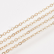 Iron Cable Chains, Soldered, with Spool, Flat Oval, Light Gold, 2x1.5x0.3mm, about 100yard/roll(CH-S131-03LG)
