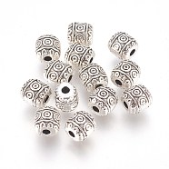 Tibetan Style Alloy Beads, Lead Free & Cadmium Free, Barrel, Antique Silver, about 6mm in diameter, 6mm long, hole: 1.6mm(X-LF0888Y)