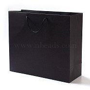 Paper Bags, Gift Bags, Shopping Bags, with Handles, Rectangle, Black, 28x32x11.5cm(CARB-L003-01)