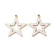Ion Plating(IP) 304 Stainless Steel Pendants, with Enamel, Star Charm, Golden, 25x24x1.5mm, Hole: 1.6mm(STAS-C083-15G-02)