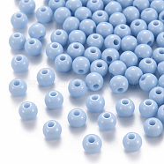 Opaque Acrylic Beads, Round, Light Sky Blue, 6x5mm, Hole: 1.8mm, about 4400pcs/500g(MACR-S370-C6mm-SS2113)
