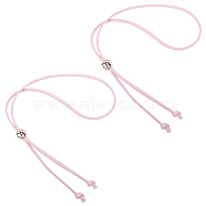 Flat Purse Drawstring Set, including PU Leather Straps, Plastic Pearl Beads, Pink, Strap: 120~122x0.85x0.5cm(DIY-WH0055-32B-02)