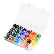 1080Pcs 24 Color Transparent Glass Bead, AB Color Plated, Faceted, Rondelle, Mixed Color, 8x7mm, Hole: 1.4mm, about 45Pcs/color(GLAA-H026-01)