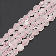 Natural Rose Quartz Beads Strands, Faceted, Round, 6~6.5x5.5~6x5.5~6mm, Hole: 1mm, about 61pcs/14.7 inch(G-S300-96-6mm)