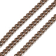 Spray Painted 304 Stainless Steel Curb Chains, with Spool, Unwelded, Coconut Brown, 3x2x0.6mm(STAS-B067-05A-03)