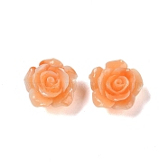 Synthetic Coral 3D Flower Rose Beads, Dyed, Coral, 14x8mm, Hole: 1~1.4mm(CORA-A005-14mm-30)