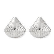 304 Stainless Steel Shell Shape Stud Earrings, Silver, 17x18mm(EJEW-D281-23S)