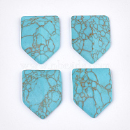 Synthetic Turquoise Cabochons, Dyed, Shield, 32x24x7.5~8mm(TURQ-T003-02)