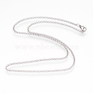 304 Stainless Steel Rolo Chain Necklaces, with Lobster Claw Clasps, Stainless Steel Color, 16.1 inch(41cm), 2mm(NJEW-G313-18P)