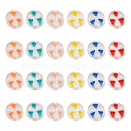 Craftdady 60Pcs 6 Colors Transparent Enamel Acrylic Beads, Flat Round with Triangle, Mixed Color, 20x9mm, Hole: 3.5mm(TACR-CD0001-08)