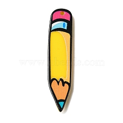 Opaque Acrylic Pendants, Pencil, Yellow, 46x10.5x2.5mm, Hole: 1.6mm(OACR-G024-03)