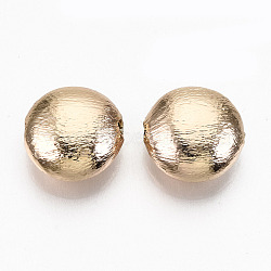 Brass Beads, Nickel Free, Flat Round, Real 18K Gold Plated, 13x6.5mm, Hole: 1.5mm(KK-N231-204-NF)