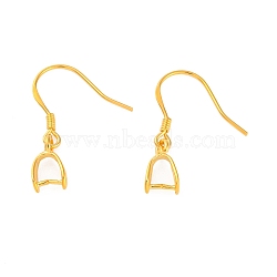 925 Sterling Silver Earring Hooks Findings, with Pendant Bails, Real 18K Gold Plated, 22mm, 20 Gauge, Pin: 0.8mm(STER-I014-28G)