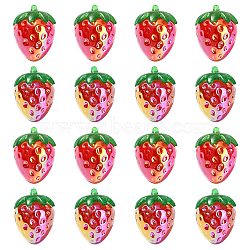 20Pcs 2 Colors UV Plating Transparent Acrylic Beads, Iridescent, Strawberry, Mixed Color, 23x17.5x17.5mm, Hole: 3.8mm, 10pcs/color(FIND-CJ0005-26)