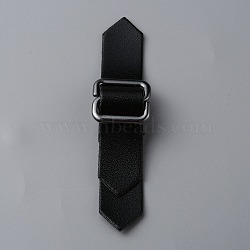 PU Leather Buckles, Tab Closures, Cloak Clasp Fasteners, with Zinc Alloy Findings, Black, 73~107x14.5x8mm(FIND-WH0129-60C)