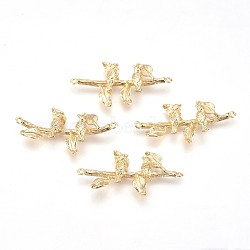 Brass Links connectors, Nickel Free, Bird, Real 18K Gold Plated, 17x35.5x4.5mm, Hole: 1mm(KK-P153-05G-NF)