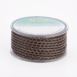 Eco-Friendly Braided Leather Cord, Leather Jewelry Cord, Jewelry DIY Making Material, Coffee, 3mm, about 5.46 yards(5m)/roll(OCOR-L035-3mm-E05)