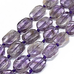 Natural Amethyst Beads Strands, Rectangle, 14~17x11~13x5~6mm, Hole: 1mm, about 21~23pcs/strand, 15.75~16.14 inch(40~41cm)(G-F725-12)