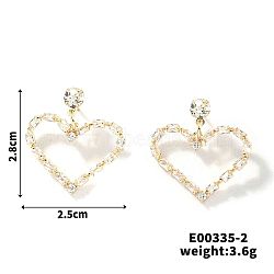 Elegant Copper Heart-shaped Zircon Stud Earrings, Minimalist Luxury Jewelry Accessories, Golden, 28x25mm(NG8185-2)