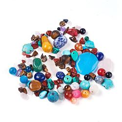 Mixed Shapes Natural & Synthetic Gemstone Beads, Dyed, Mixed Color, 6~31x6~25x3~12mm, Hole: 0.5~1.5mm(GLAA-MSMC006-M10)