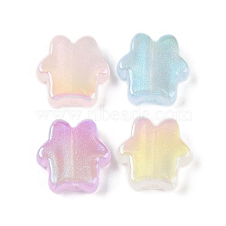 Transparent Acrylic Beads, Star, with Glitter, Mixed Color, 21x21x7mm, Hole: 2.5mm(OACR-Z020-19)