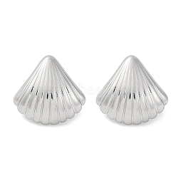 304 Stainless Steel Shell Shape Stud Earrings, Stainless Steel Color, 17x18mm(EJEW-D281-23S)