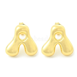 Rack Plating Brass Earrings, Cadmium Free & Lead Free, Long-Lasting Plated, Stud Earrings, Alphabet, Real 18K Gold Plated, Letter A, 14x14mm(EJEW-S222-01G-A)