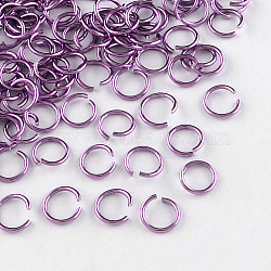 Aluminum Wire Open Jump Rings, Medium Orchid, 6x0.8mm, 5mm inner diameter, about 2150pcs/50g(X-ALUM-R005-0.8x6-22)