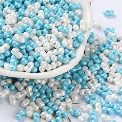 Glass Seed Beads, Opaque Colours Luster, Peanut, Colorful, 5~6x2.5~3x3~3.5mm, Hole: 1~1.2mm, about 5000pcs/pound(SEED-L011-04A-18)