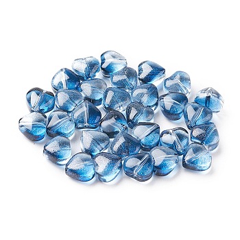 Electroplate Glass Beads, Heart, Steel Blue, 5.5x6x3.7mm, Hole: 0.8mm