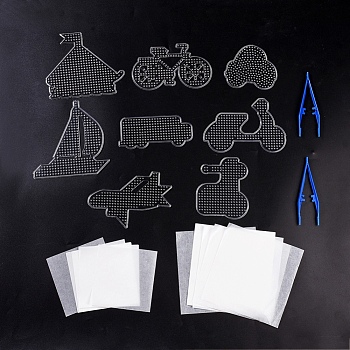5x5mm DIY Fuse Beads Kit, with ABC Plastic Pegboards, Ironing Paper and Plastic Fuse Bead Tweezers, Clear