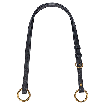 Imitation Leather Bag Handles, with Alloy Swivel Clasps, for Bag Straps Replacement Accessories, Black, 70~72.5x1.5x0.4~1.5cm
