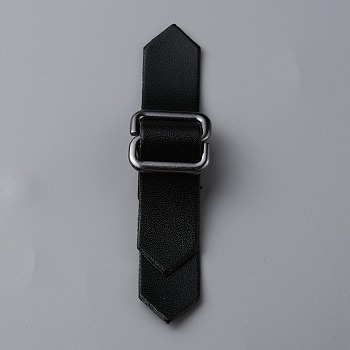 PU Leather Buckles, Tab Closures, Cloak Clasp Fasteners, with Zinc Alloy Findings, Black, 73~107x14.5x8mm