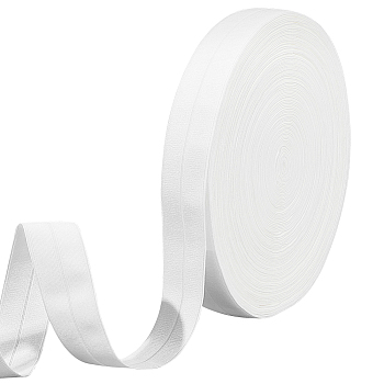 AHADERMAKER 25M Nylon Fold Over Elastic Wide Band Ribbon, Spandex Trim Sewing Band, Flat, White, 1 inch(26mm), about 27.34 Yards(25m)/Set