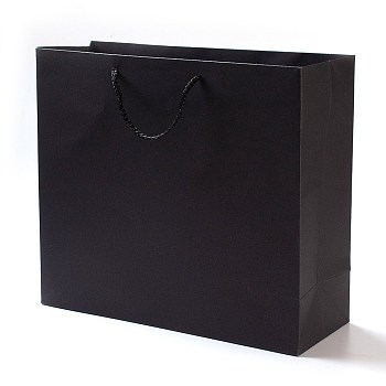 Paper Bags, Gift Bags, Shopping Bags, with Handles, Rectangle, Black, 28x32x11.5cm