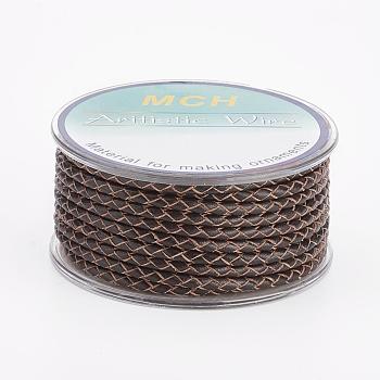 Eco-Friendly Braided Leather Cord, Leather Jewelry Cord, Jewelry DIY Making Material, Coffee, 3mm, about 5.46 yards(5m)/roll