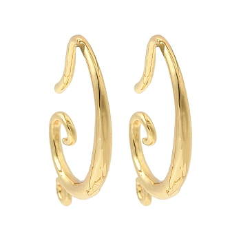 Brass Earring Hooks, Long-Lasting Plated, with Loop, Golden, 18.5x1.8x11.5mm, Hole: 1.2mm, Pin: 0.9mm