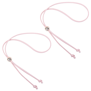 Flat Purse Drawstring Set, including PU Leather Straps, Plastic Pearl Beads, Pink, Strap: 120~122x0.85x0.5cm