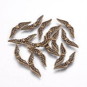 Tibetan Style Alloy Beads, Wing, Antique Bronze, 7.5x30x3mm, Hole: 1mm