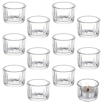 12Pcs Transparent Glass Candle Holders, for Pillar Candle, Home Decoration, Column, Clear, 5.4x3.85cm, Inner Diameter: 4.5cm